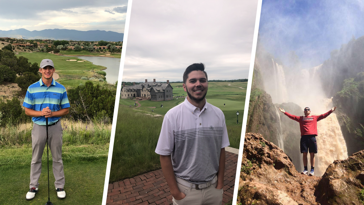 Three students at their internship sites.